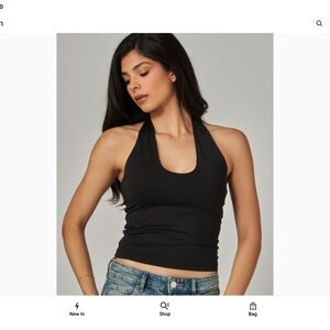 Black Halter Top | Open Back Double Layer Tank | Fitted  Top Medium NEW